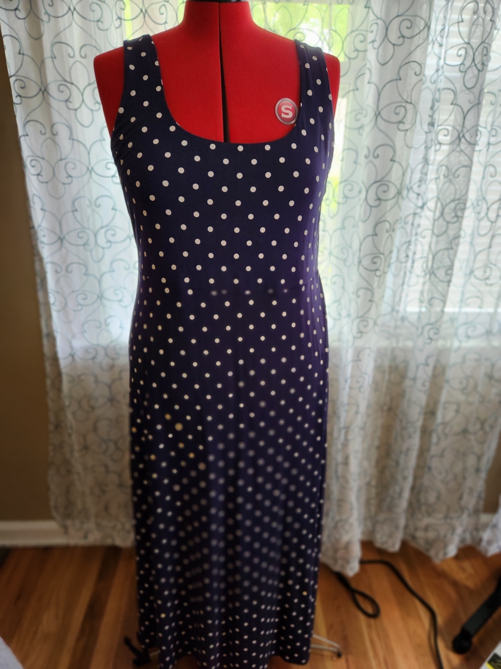 Old Navy Navy Blue Polka Dot Maxi Dress